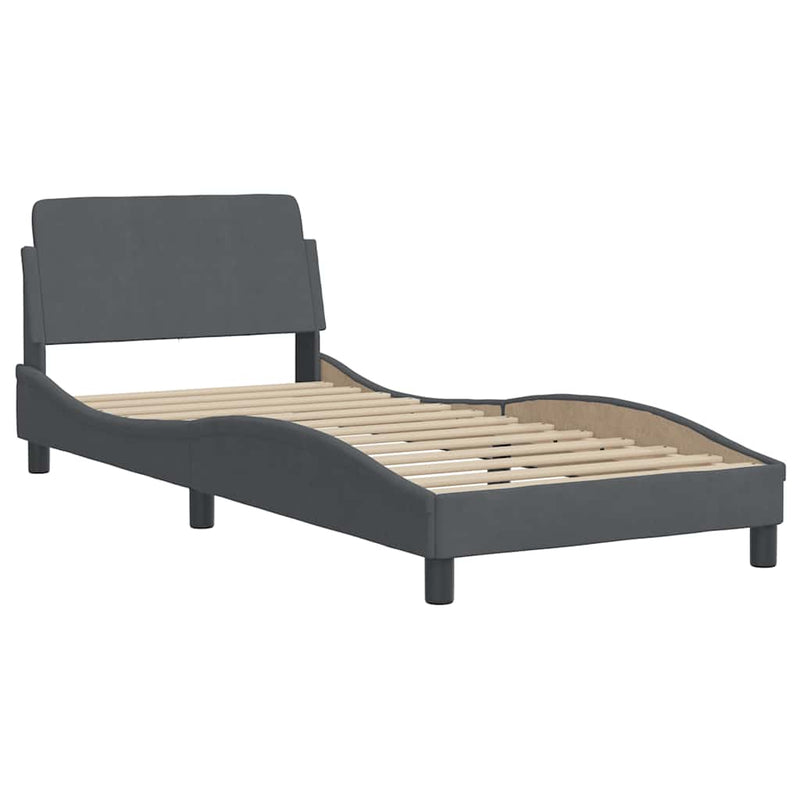 Cadru de pat Dover gri închis 90x190 cm catifea