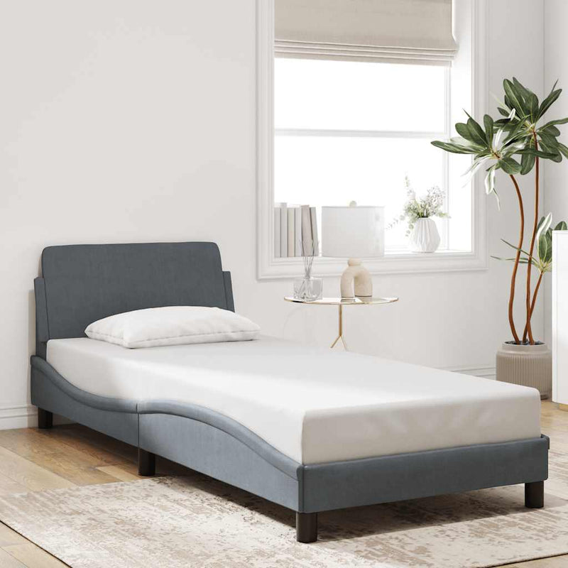 Cadru de pat Dover gri închis 90x190 cm catifea