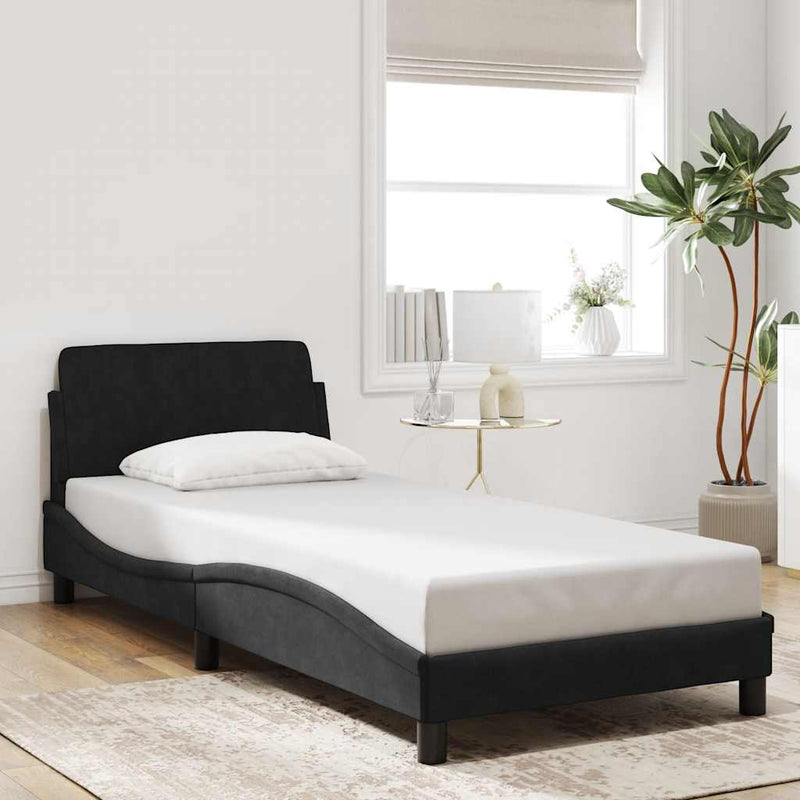 Cadru de pat Dover negru, 90x190 cm, catifea