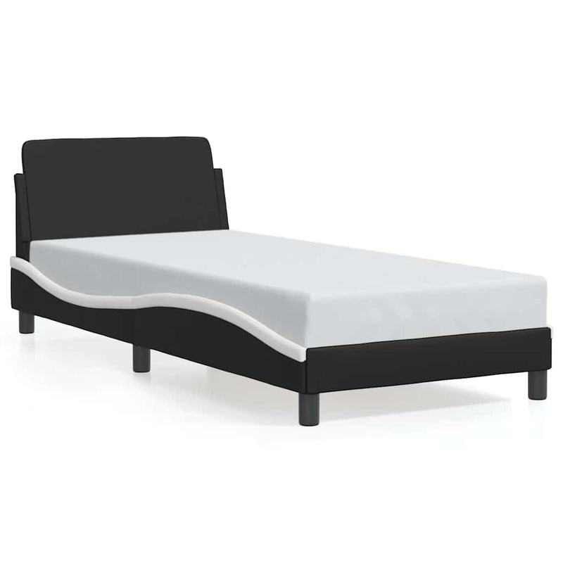 Cadru de pat Dover alb-negru 90x190 cm piele ecologică