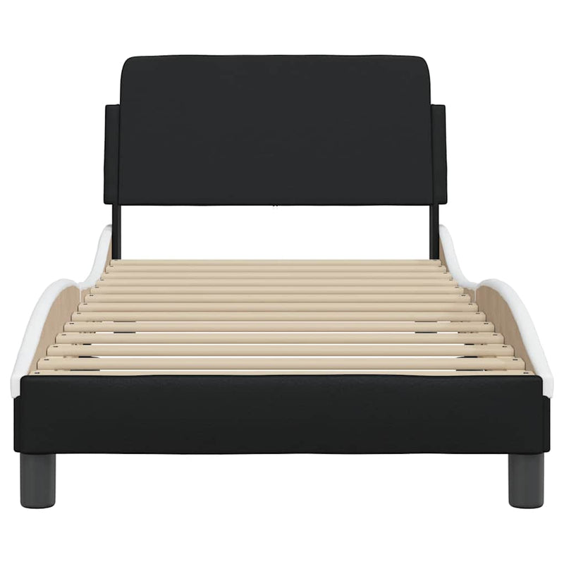 Cadru de pat Dover alb-negru 90x190 cm piele ecologică