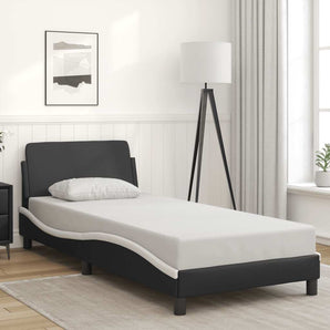 Cadru de pat Dover alb-negru 90x190 cm piele ecologică
