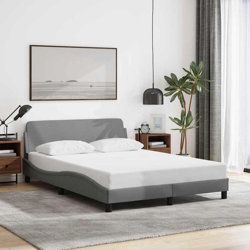 Cadru de pat Dover gri deschis 135x190 cm, material textil