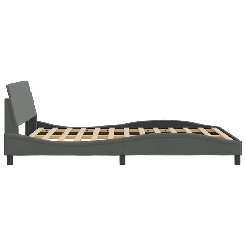 Cadru de pat Dover gri închis 135x190 cm, material textil