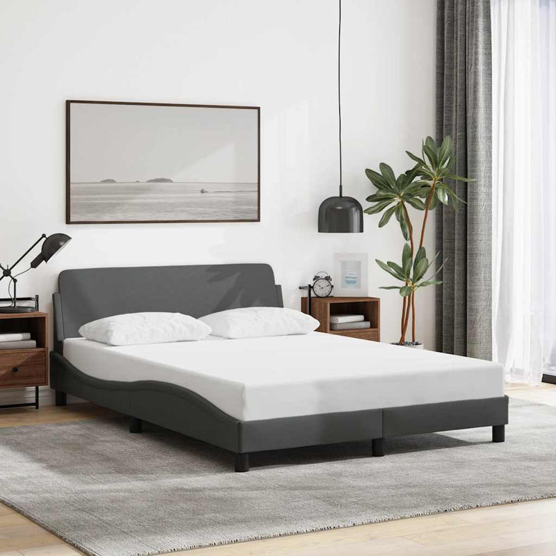 Cadru de pat Dover gri închis 135x190 cm, material textil
