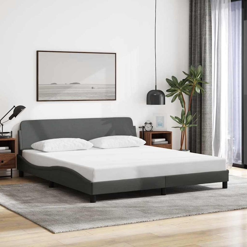 Cadru de pat Dover gri închis, 180x200 cm, material textil