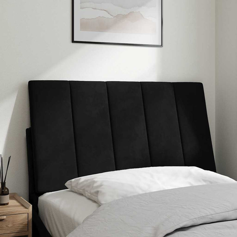 Pernă tăblie de pat, Hanko, negru, 90 cm, catifea