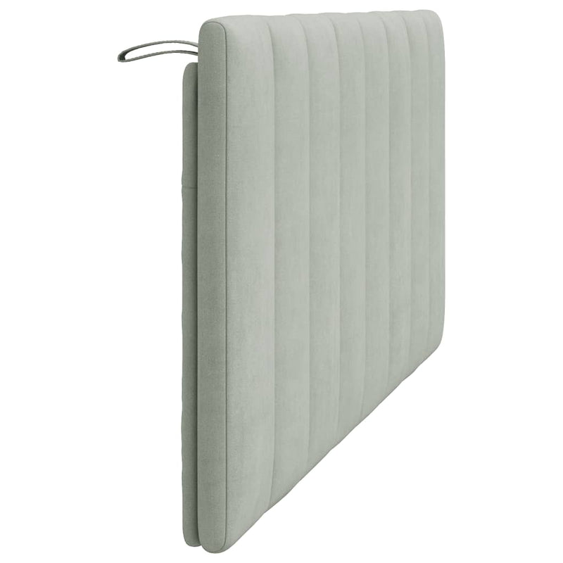 Pernă tăblie de pat, Hanko, gri deschis, 152 cm, catifea