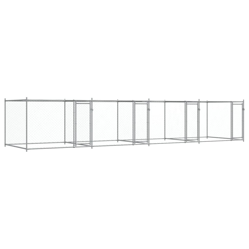 Cușcă pentru câini cu uși, gri, 8x2x1,5 m, oțel galvanizat