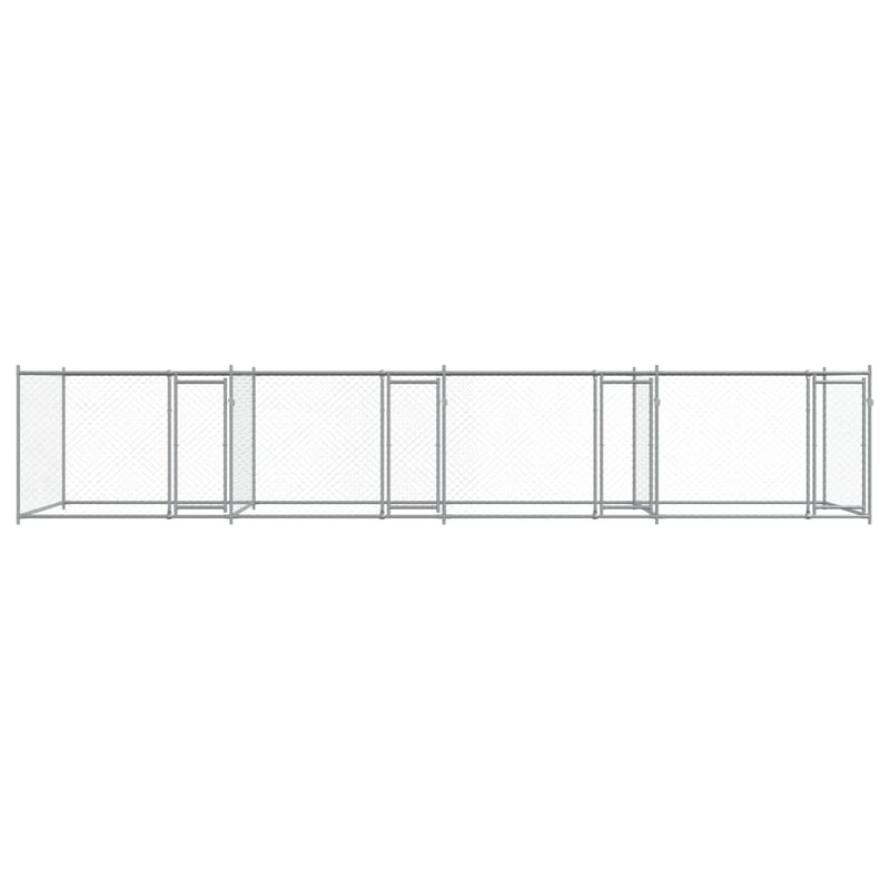Cușcă pentru câini cu uși, gri, 8x2x1,5 m, oțel galvanizat