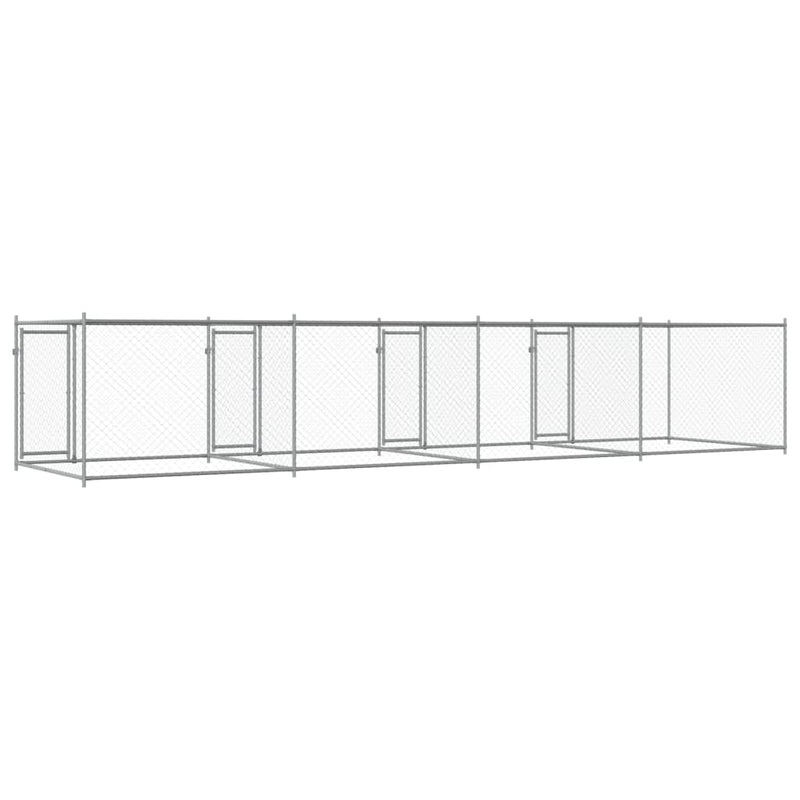 Cușcă pentru câini cu uși, gri, 8x2x1,5 m, oțel galvanizat