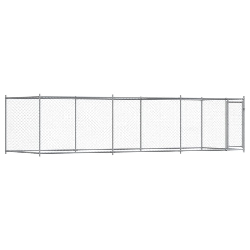 Cușcă pentru câini cu ușă, gri, 6x2x1,5 m, oțel galvanizat