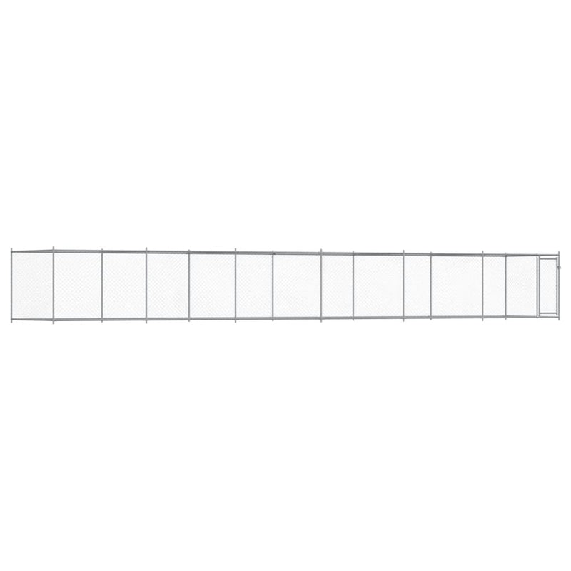 Cușcă pentru câini cu ușă, gri, 12x2x1,5 m, oțel galvanizat