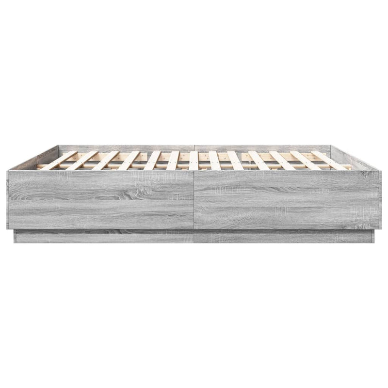 Cadru de pat, gri sonoma, 200x200 cm, lemn prelucrat