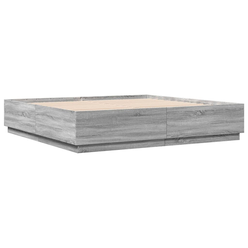 Cadru de pat, gri sonoma, 200x200 cm, lemn prelucrat