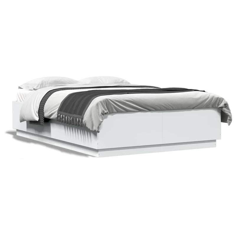 Cadru de pat, alb, 150x200 cm, lemn prelucrat