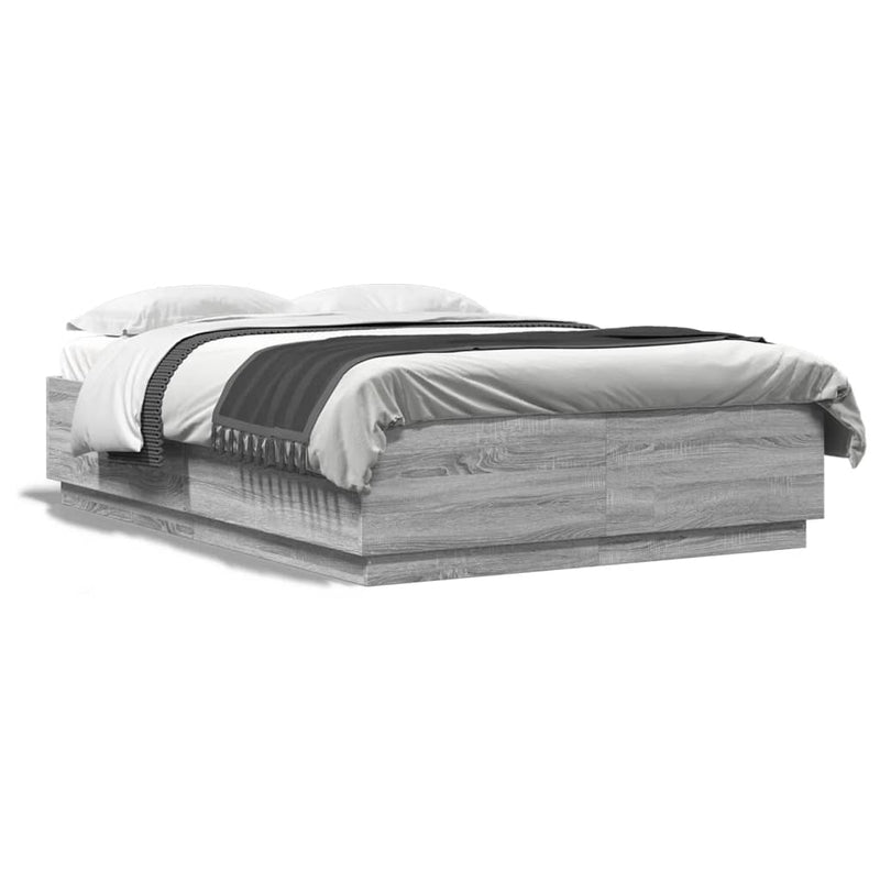 Cadru de pat, gri sonoma, 150x200 cm, lemn prelucrat