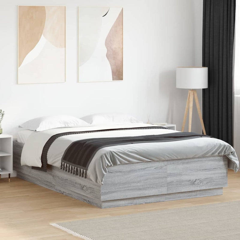 Cadru de pat, gri sonoma, 150x200 cm, lemn prelucrat