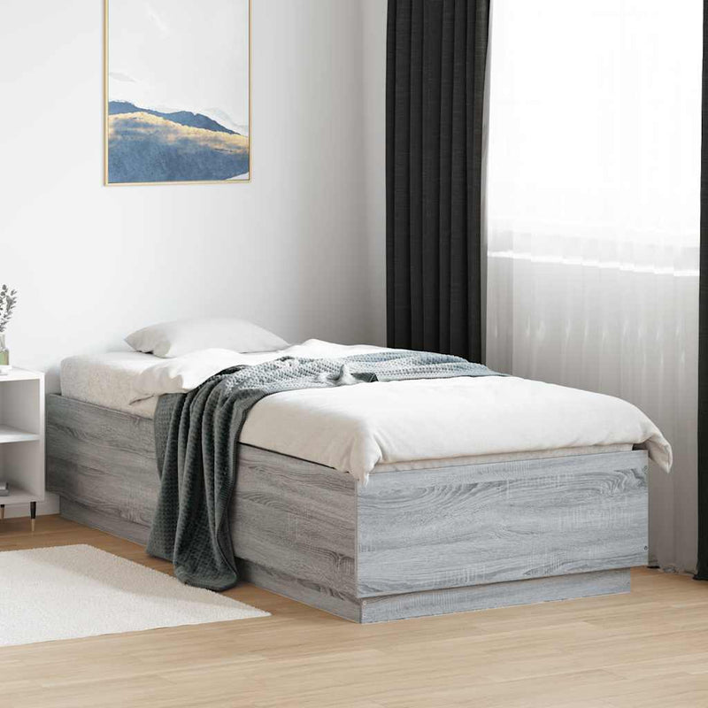 Cadru de pat, gri sonoma, 100x200 cm, lemn prelucrat