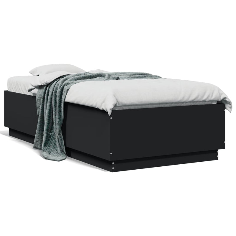 Cadru de pat, negru, 90x190 cm, lemn prelucrat