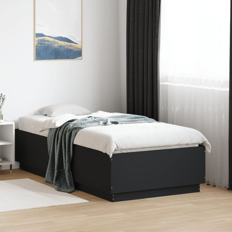 Cadru de pat, negru, 90x190 cm, lemn prelucrat