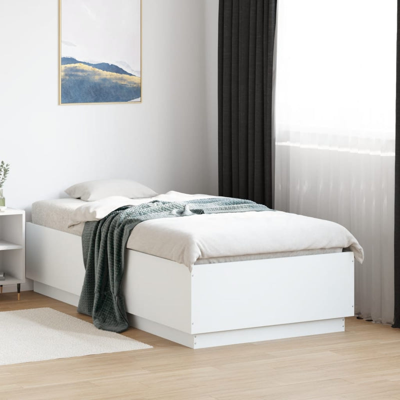 Cadru de pat, alb, 75x190 cm, lemn prelucrat