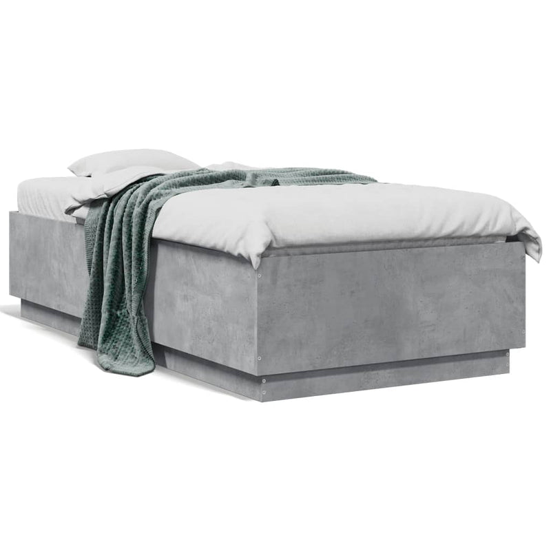 Cadru de pat, gri beton, 75x190 cm, lemn prelucrat