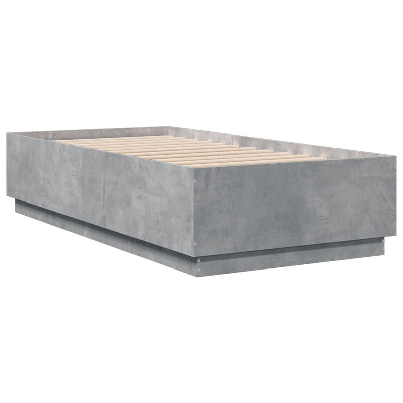 Cadru de pat, gri beton, 75x190 cm, lemn prelucrat