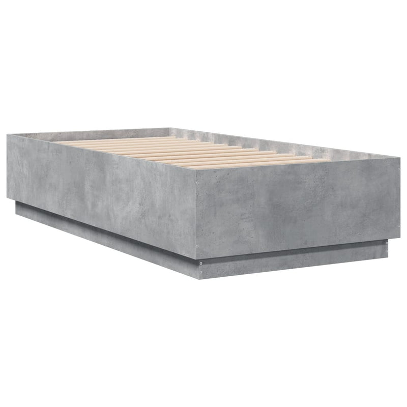 Cadru de pat, gri beton, 75x190 cm, lemn prelucrat