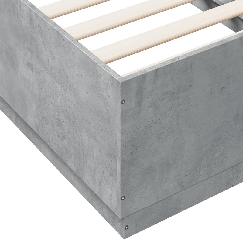 Cadru de pat, gri beton, 75x190 cm, lemn prelucrat