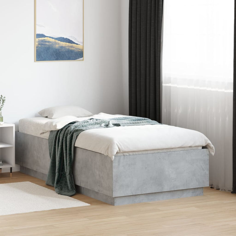 Cadru de pat, gri beton, 75x190 cm, lemn prelucrat