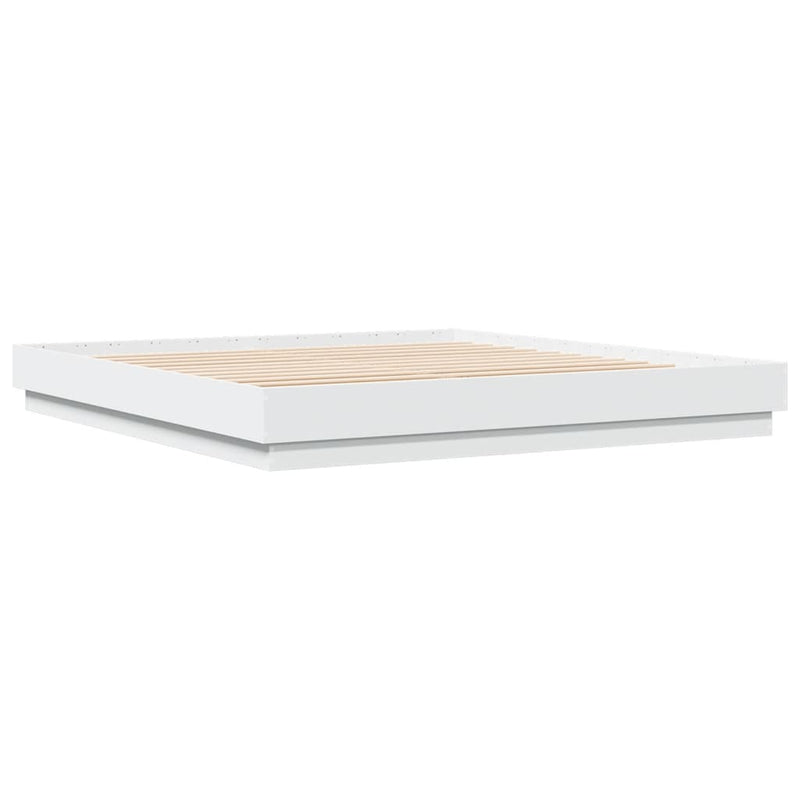 Cadru de pat cu lumini LED, alb, 200x200 cm