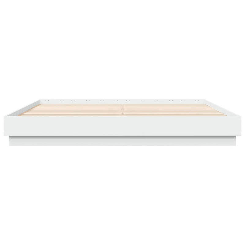 Cadru de pat cu lumini LED, alb, 200x200 cm