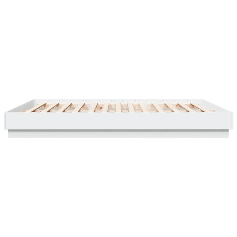 Cadru de pat cu lumini LED, alb, 200x200 cm