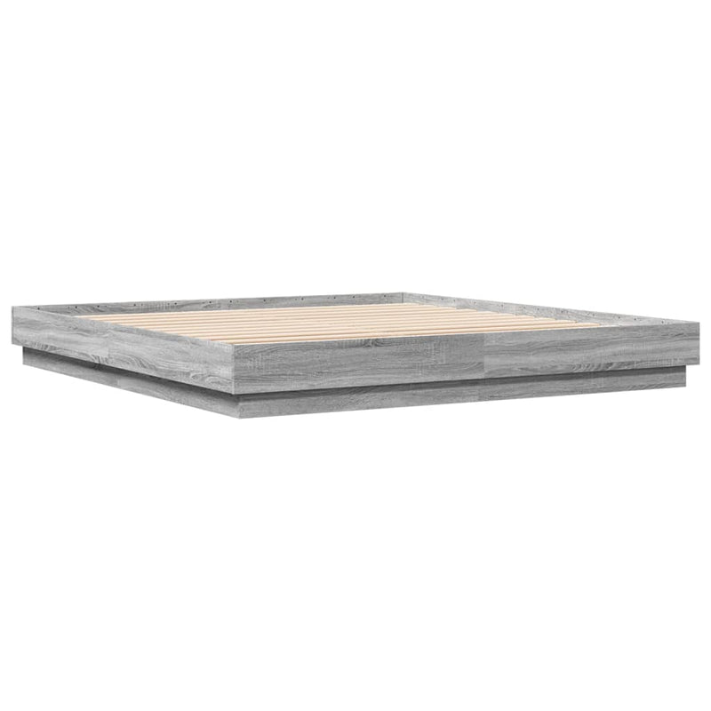 Cadru de pat cu lumini LED, gri sonoma, 200x200 cm