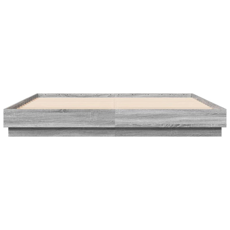 Cadru de pat cu lumini LED, gri sonoma, 200x200 cm