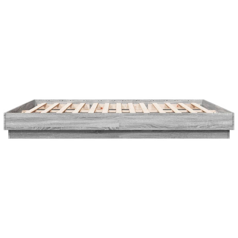 Cadru de pat cu lumini LED, gri sonoma, 200x200 cm
