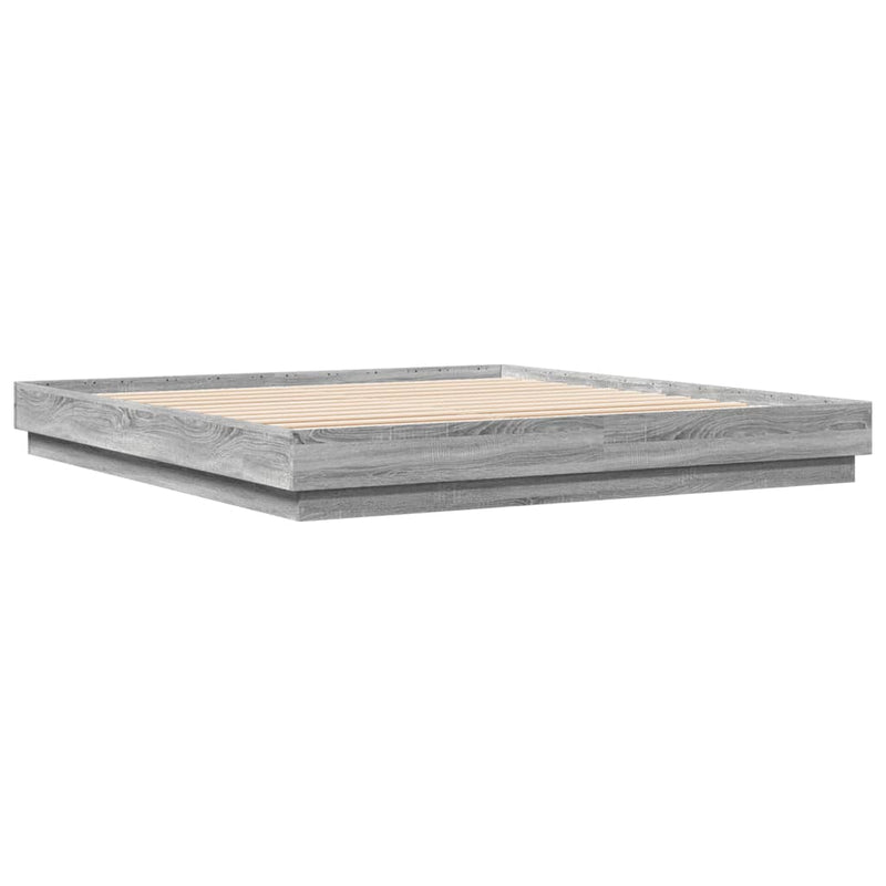 Cadru de pat cu lumini LED, gri sonoma, 200x200 cm