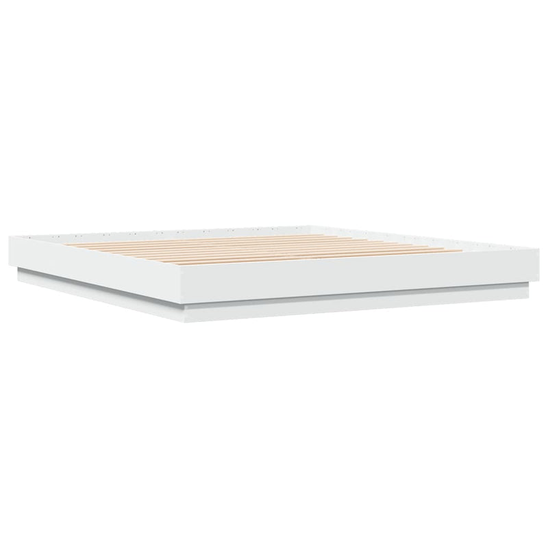 Cadru de pat cu lumini LED, alb, 180x200 cm