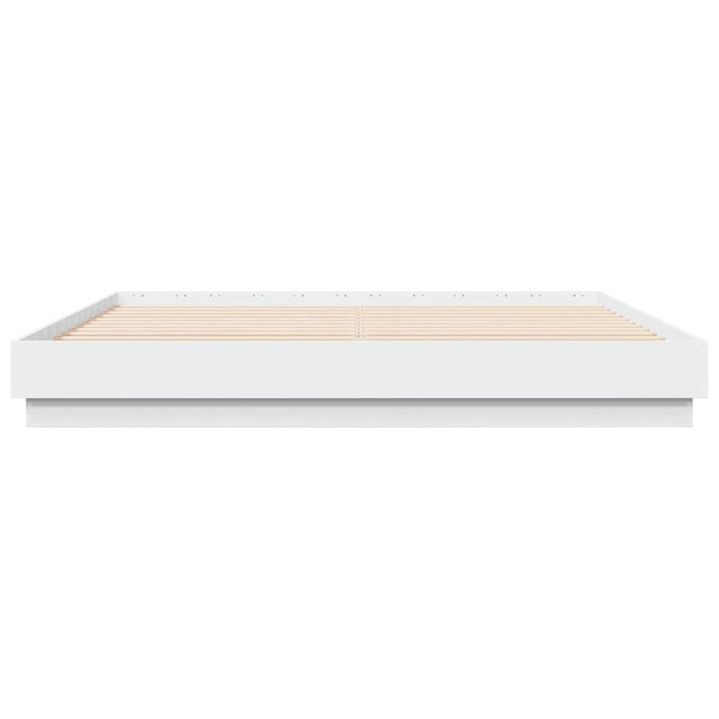 Cadru de pat cu lumini LED, alb, 180x200 cm