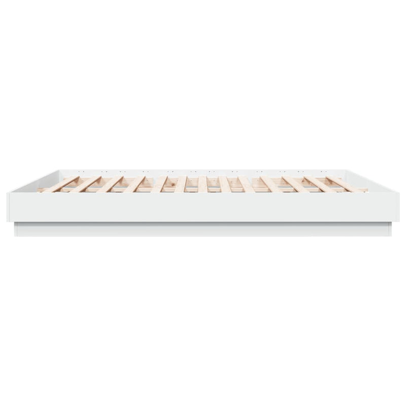 Cadru de pat cu lumini LED, alb, 180x200 cm