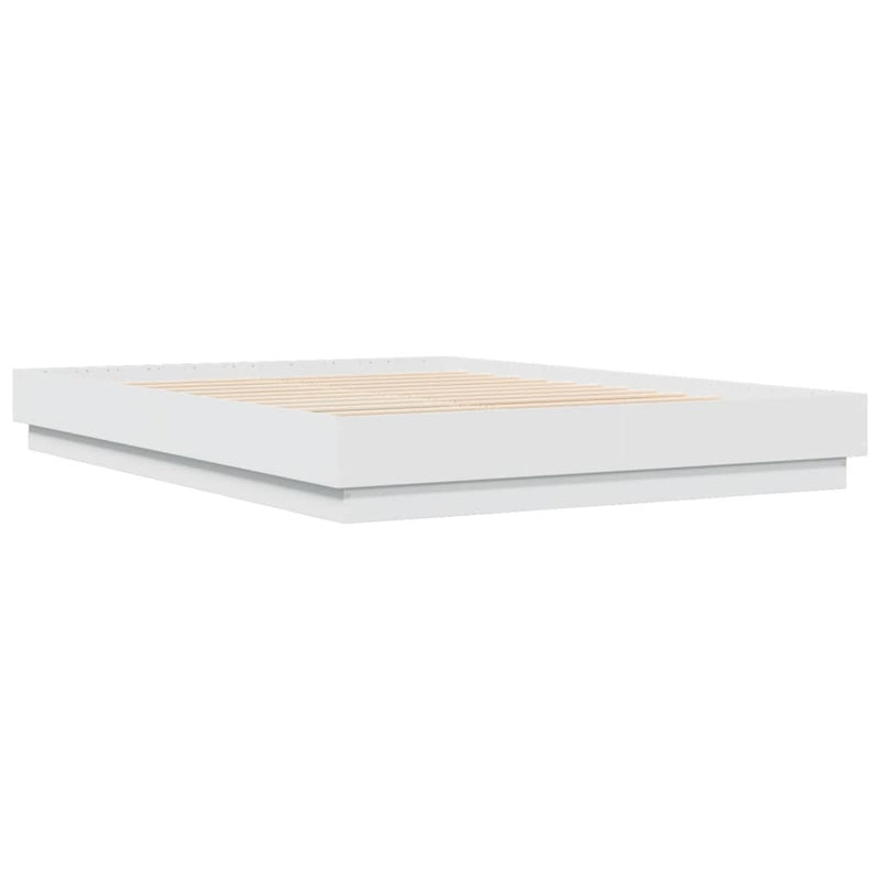 Cadru de pat cu lumini LED, alb, 160x200 cm