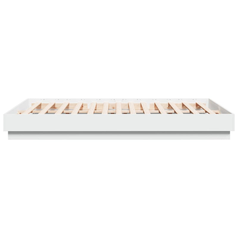 Cadru de pat cu lumini LED, alb, 160x200 cm