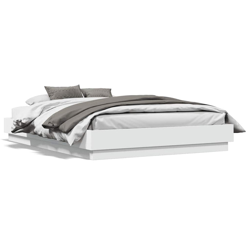 Cadru de pat, alb, 140x190 cm, lemn prelucrat