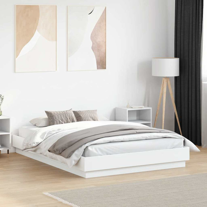 Cadru de pat, alb, 140x190 cm, lemn prelucrat