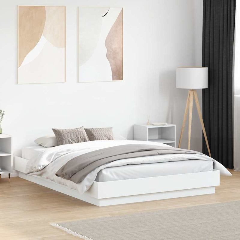 Cadru de pat, alb ,135x190 cm, lemn prelucrat