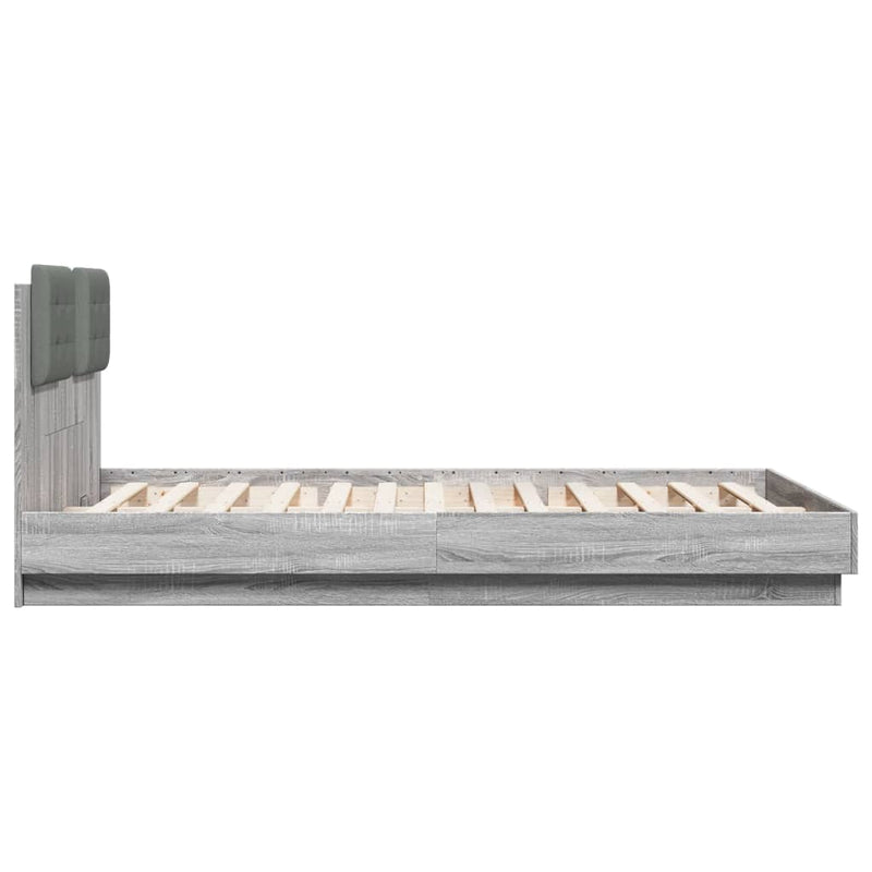 Cadru de pat cu tăblie gri sonoma 120x200 cm lemn prelucrat