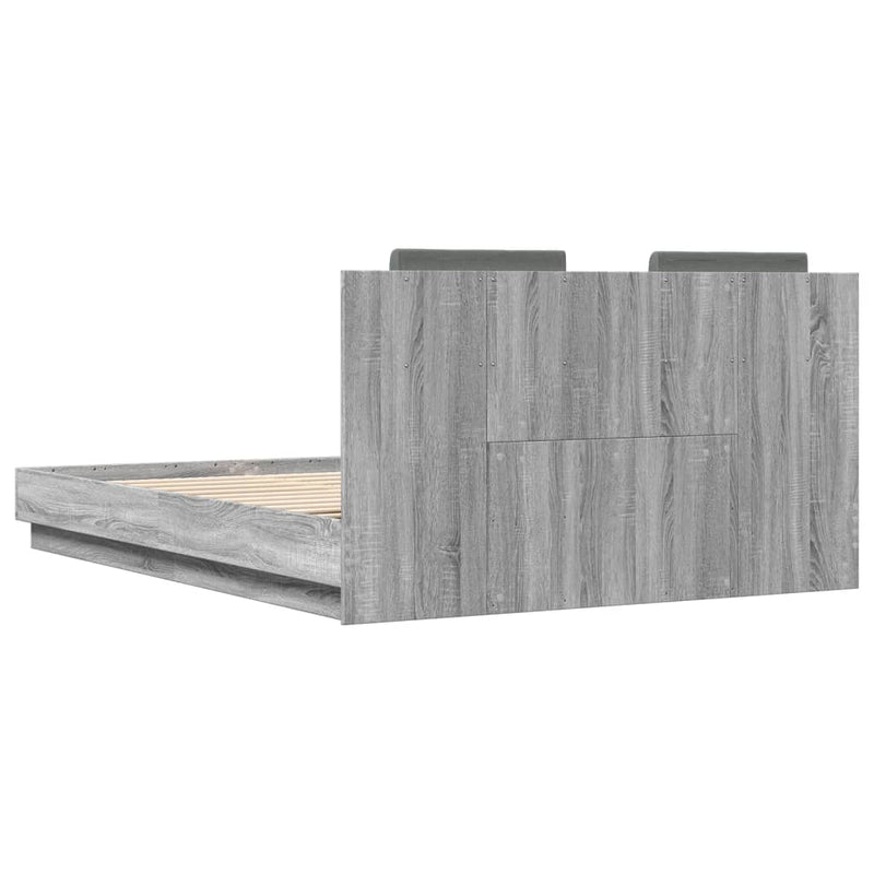 Cadru de pat cu tăblie gri sonoma 120x200 cm lemn prelucrat