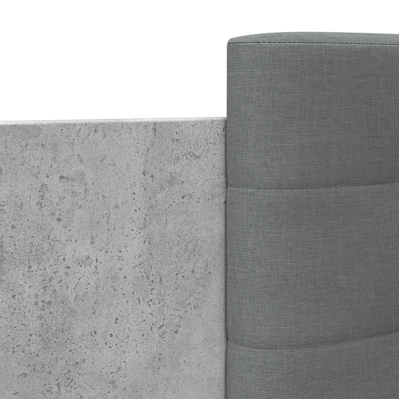 Cadru de pat cu tăblie, gri beton, 75x190 cm, lemn prelucrat