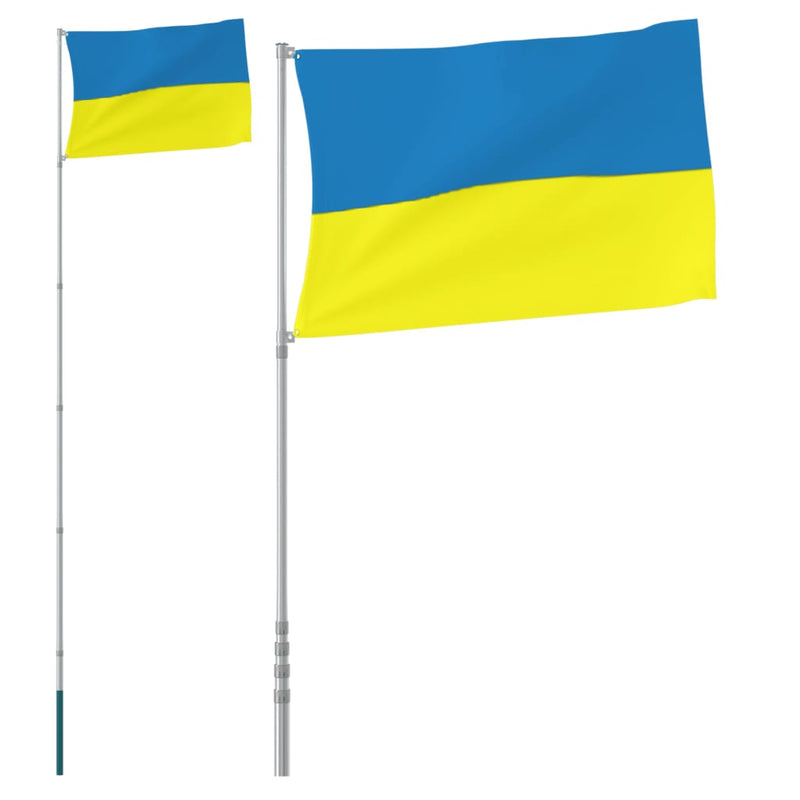 Steag Ucraina cu stâlp din aluminiu, 5,55 m